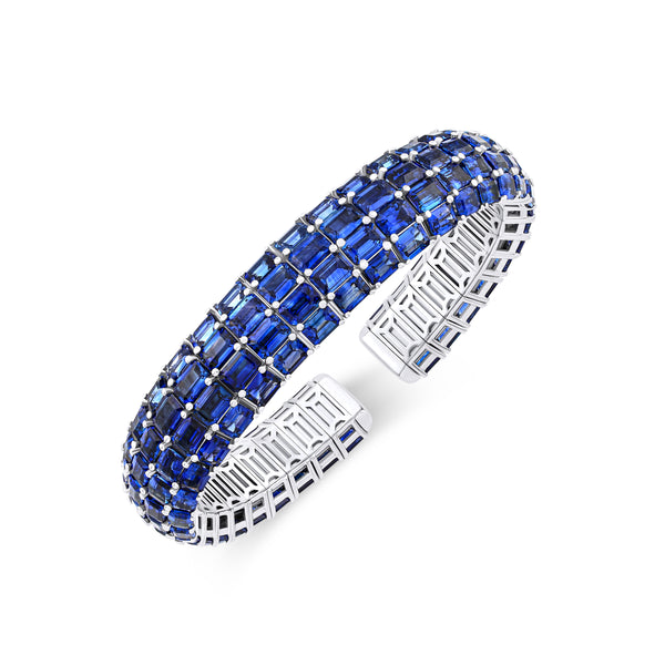 Sapphire bracelet with white gold  accents on a white background