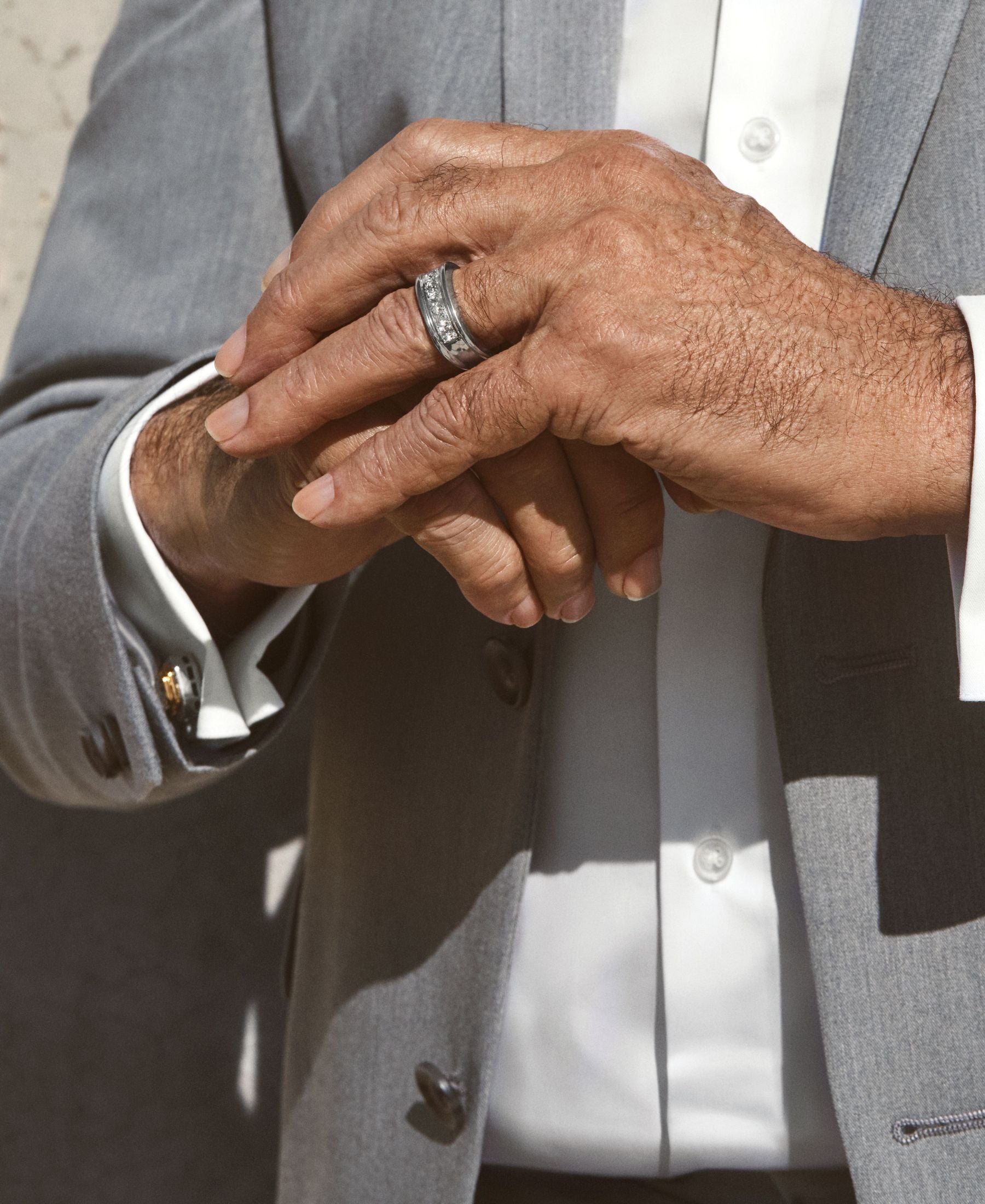 Gents Asscher Cut Diamond Ring made in 18k white gold.