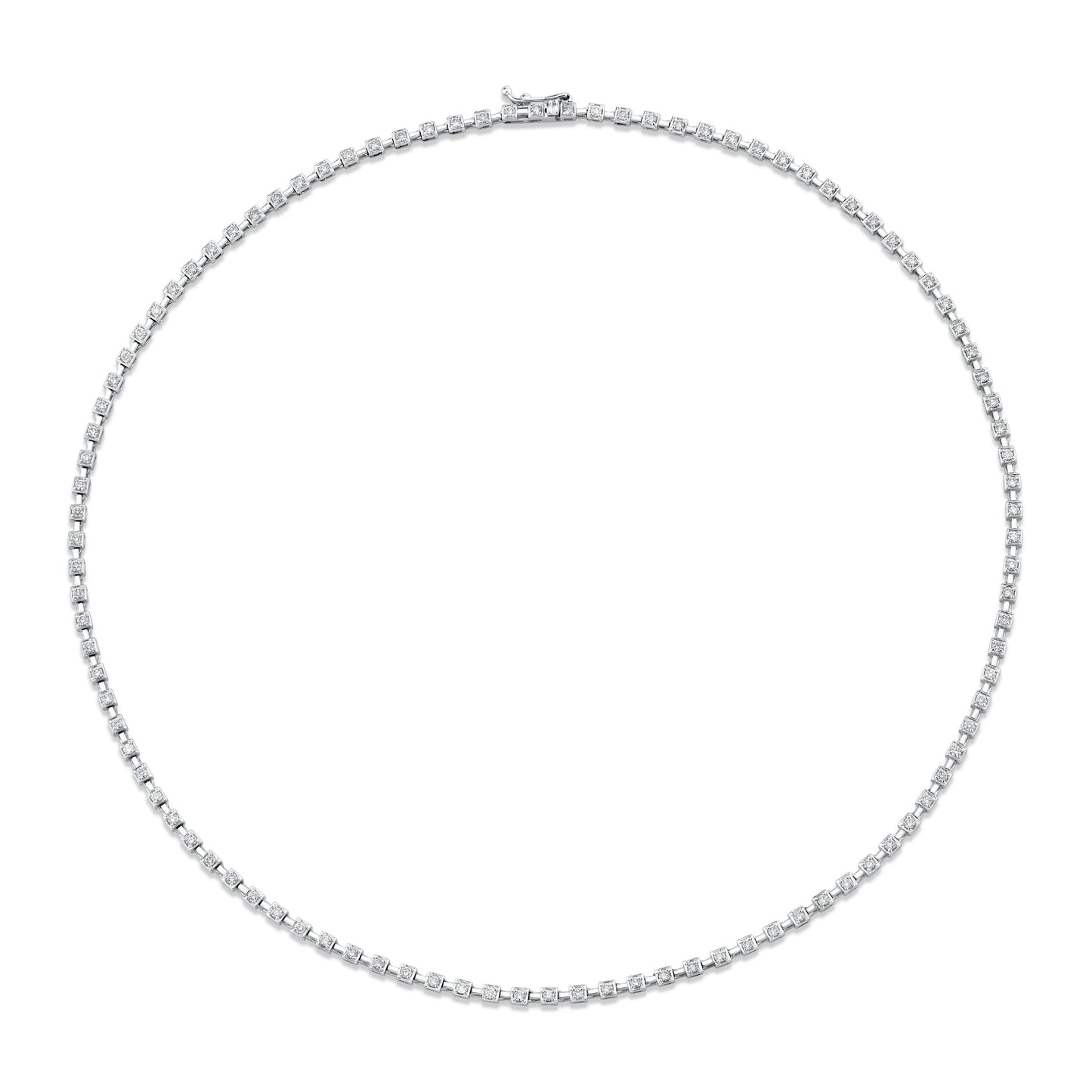 18k White Gold Bezet-set Diamond Necklace