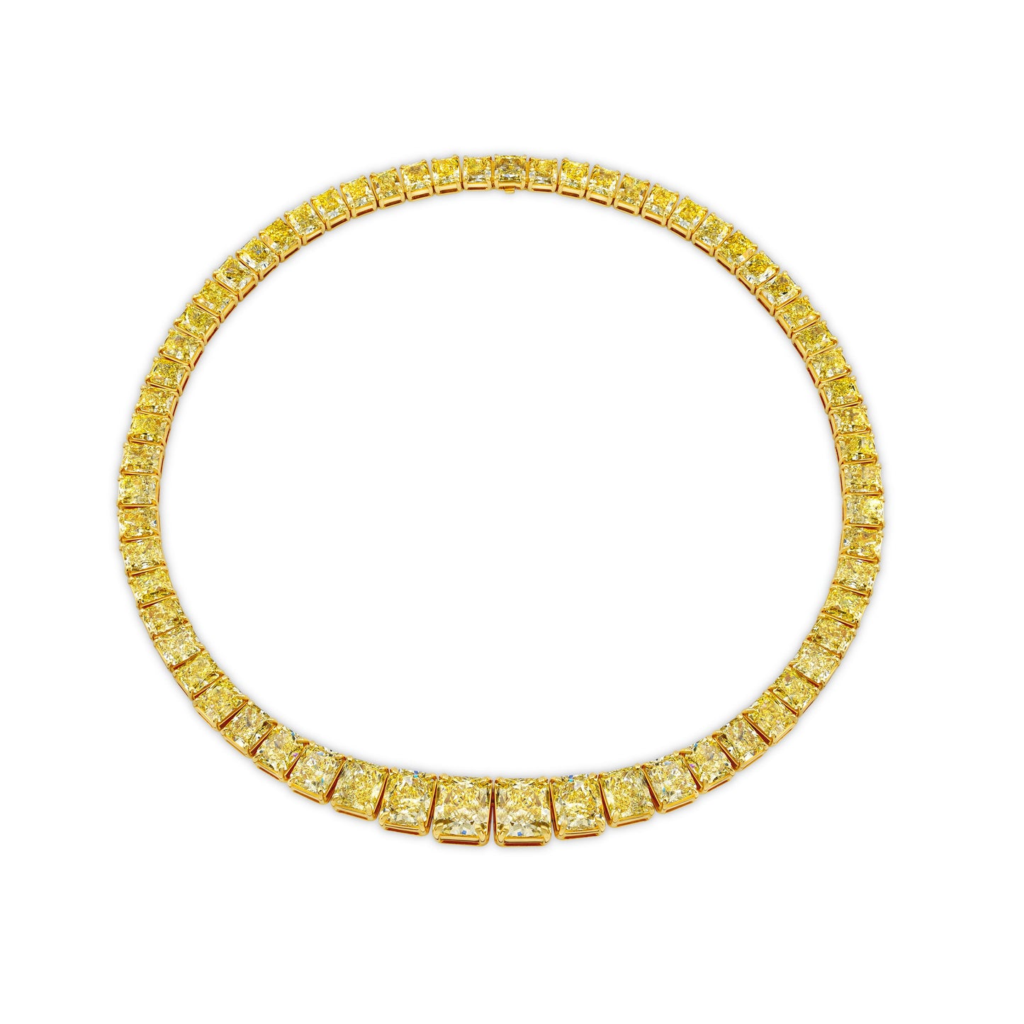 Graduated Yellow Radiant Diamond Tennis Necklace