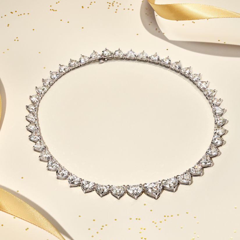 Graduated Heart Shape Diamond Tennis Necklace