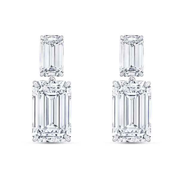 Graduating Double Emerald Diamond Earrings