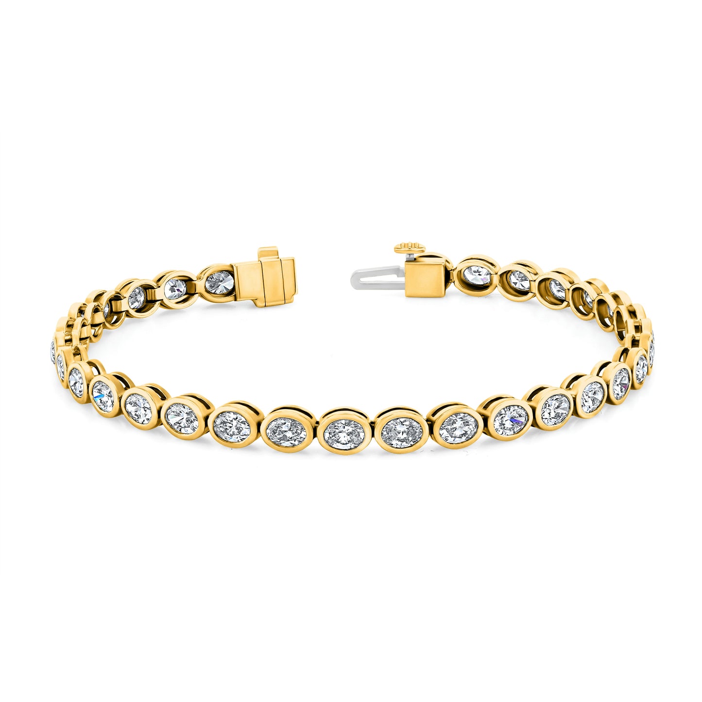 East West Oval Shape Bezel Set Tennis Bracelet