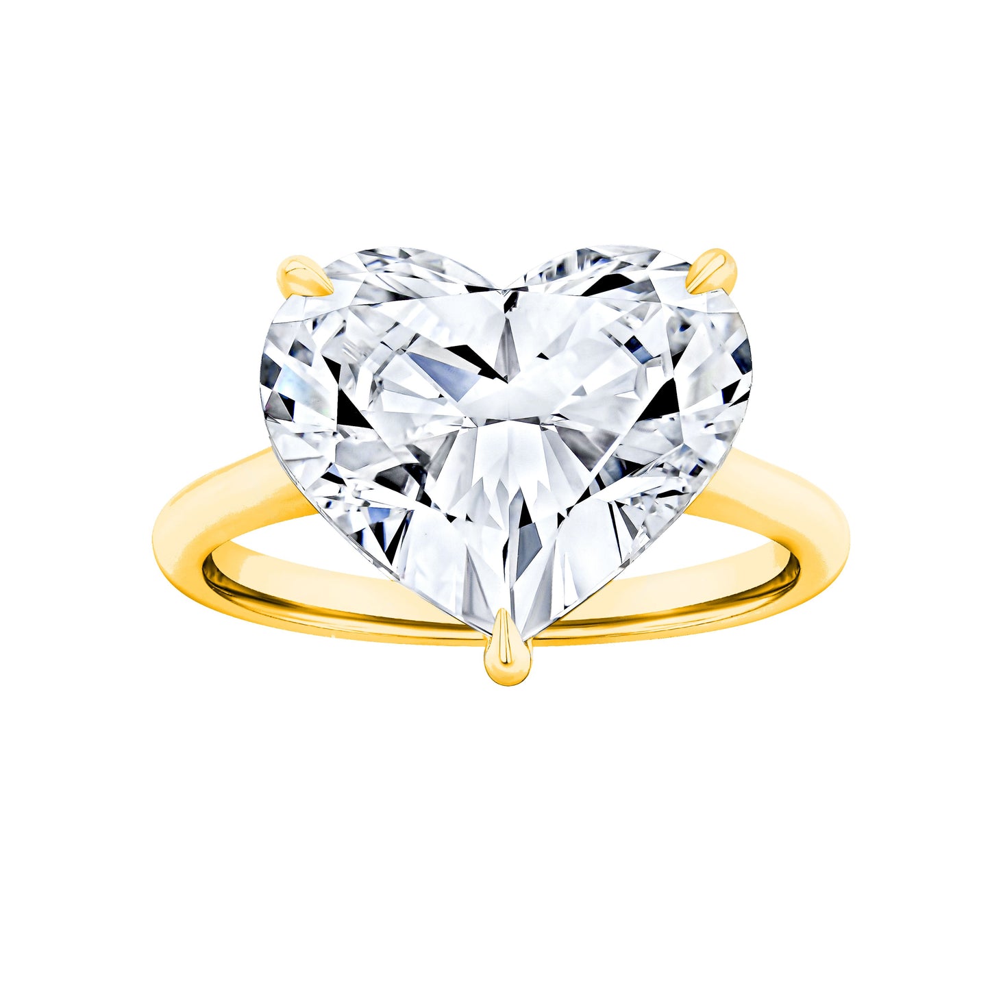 18k gold ring with a heart-shaped diamond.