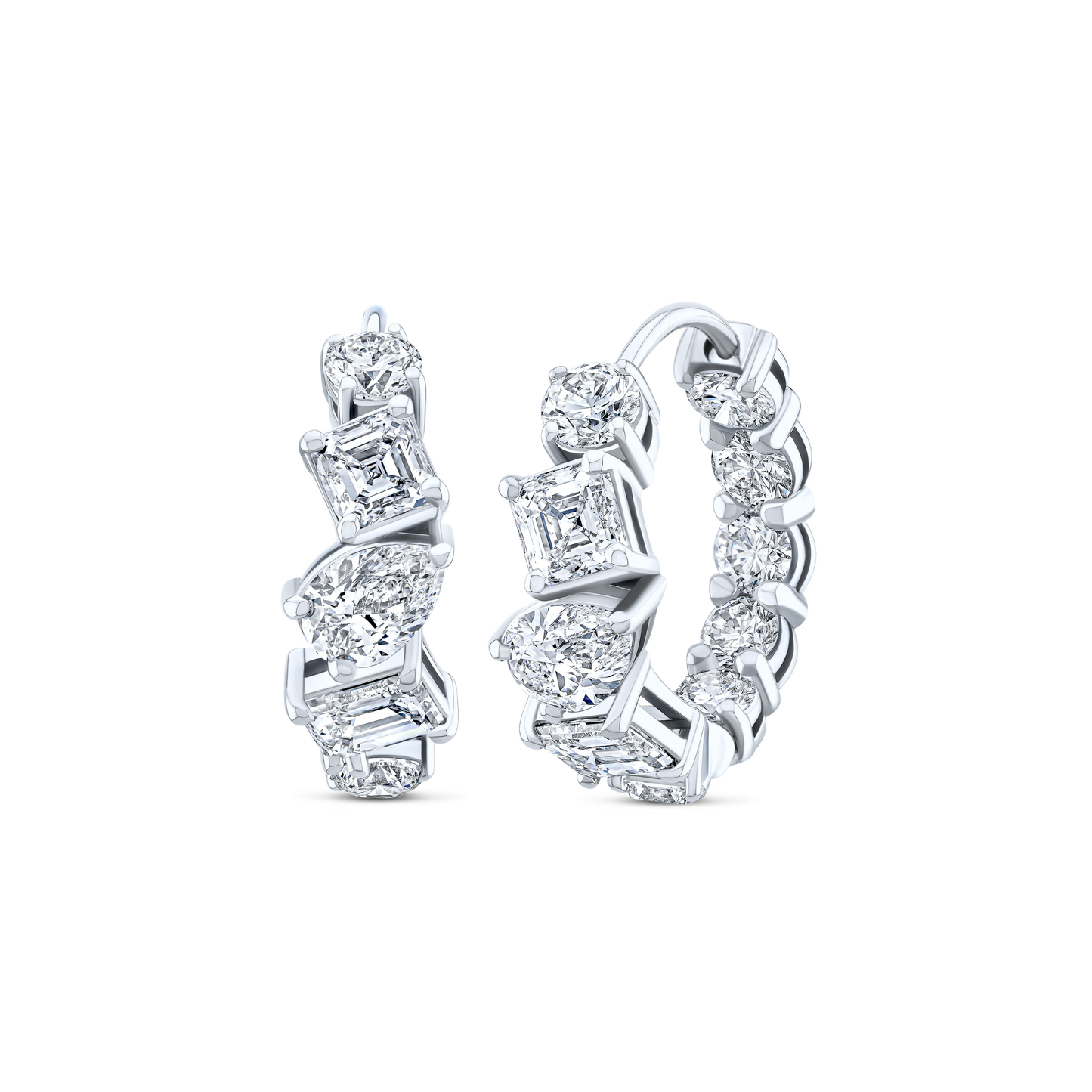 Medium Mixed Fancy Shape Diamond Hoop Earrings
