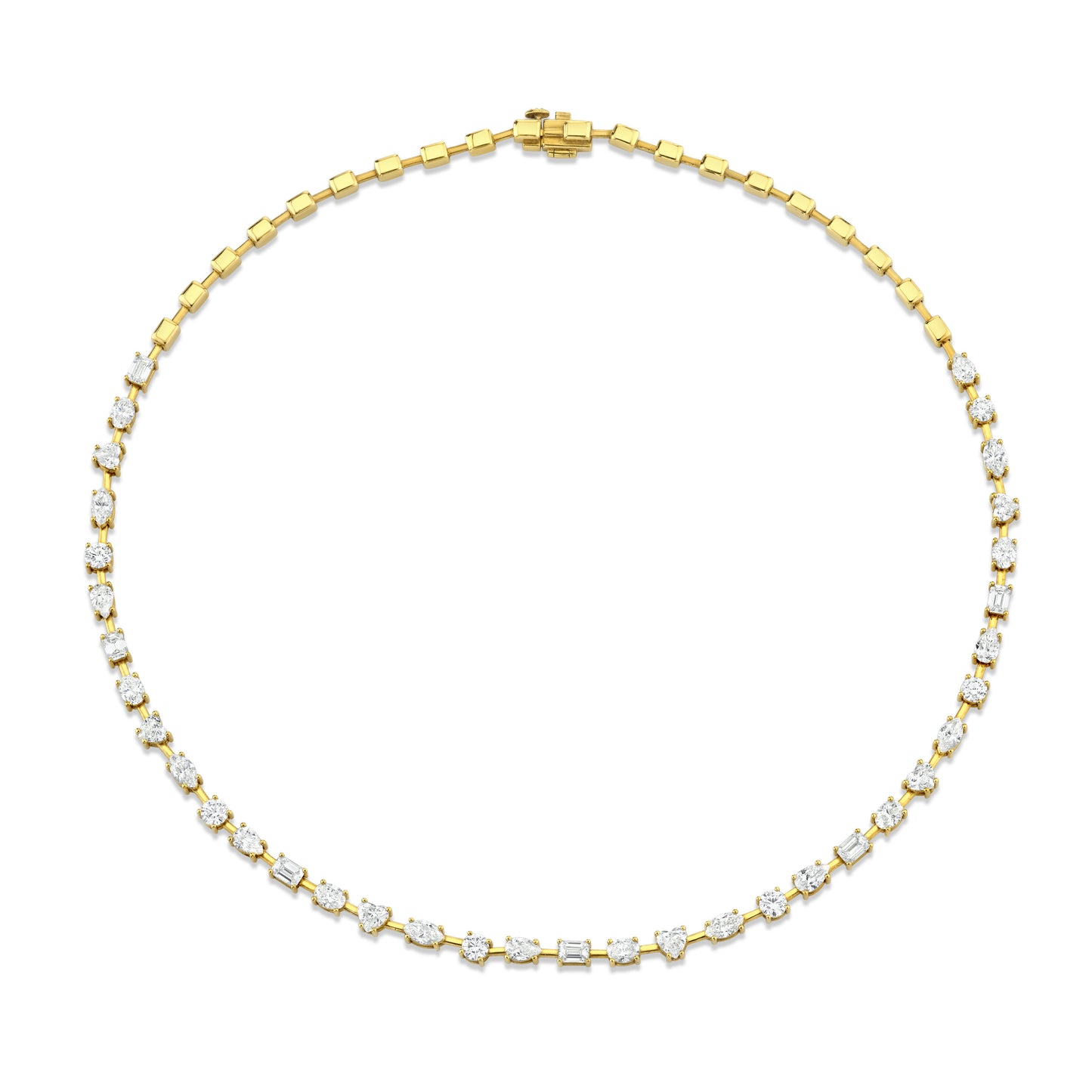 Mixed Shape Diamond Bar Necklace