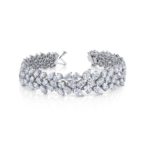 Mixed shape three row diamond bracelet