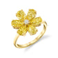 Fancy Vivid Yellow Pear Shape Flower Ring
