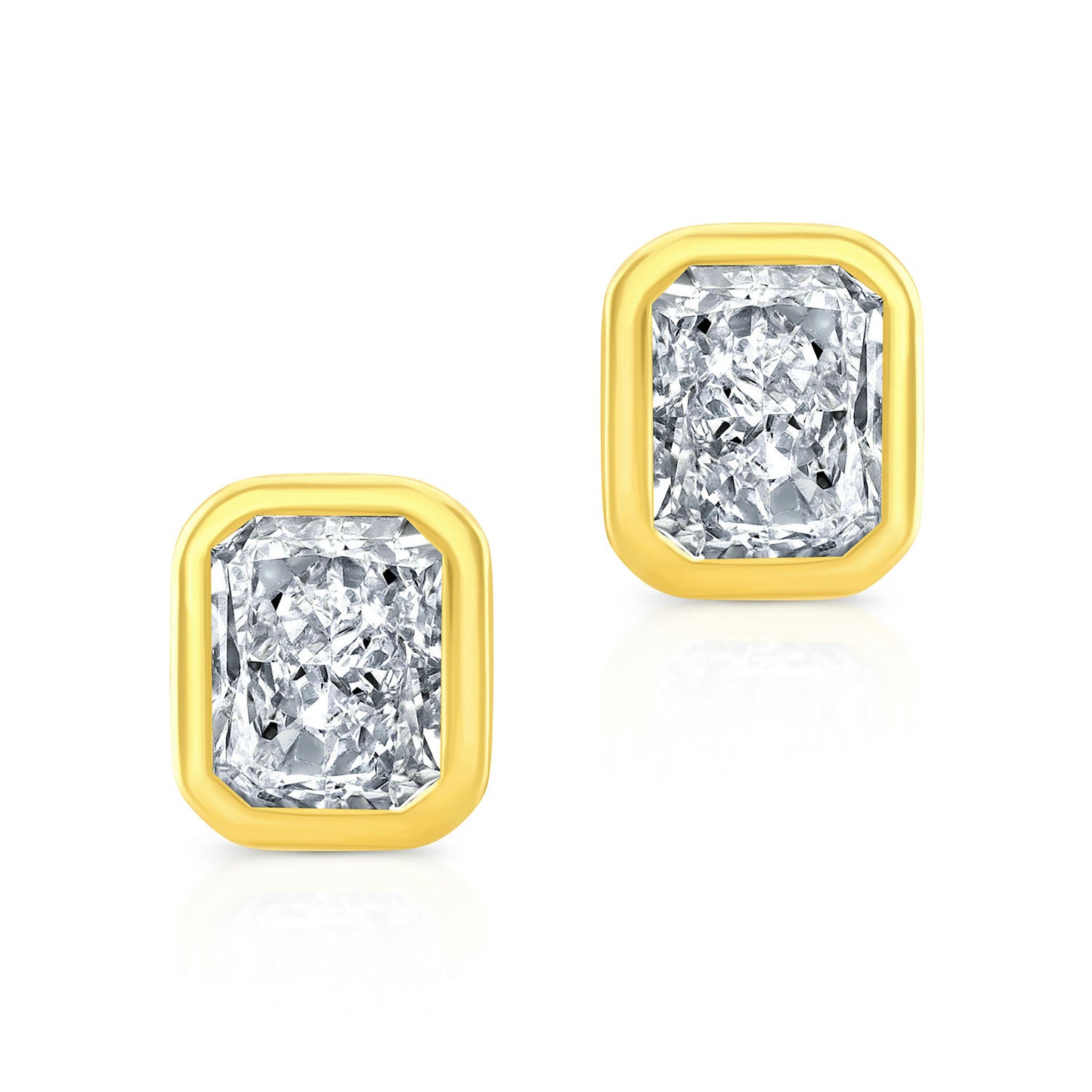 Radiant Cut Diamond Bezel Studs