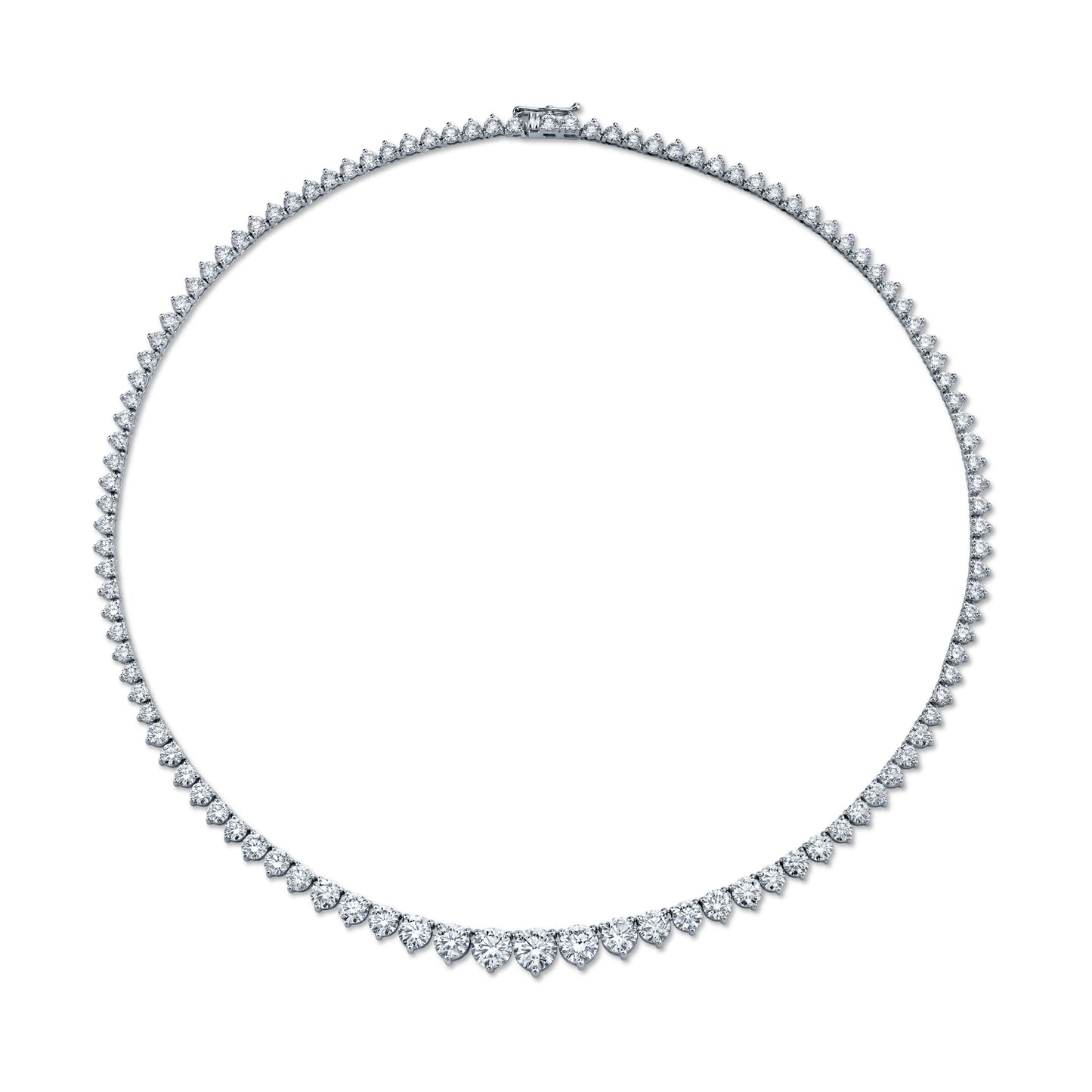 17 Carat Graduated Diamond Riviera 3-Prong Necklace