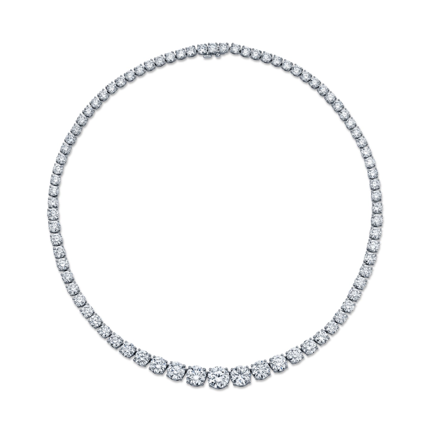 32 Carat Graduated Diamond Riviera 3-Prong Necklace