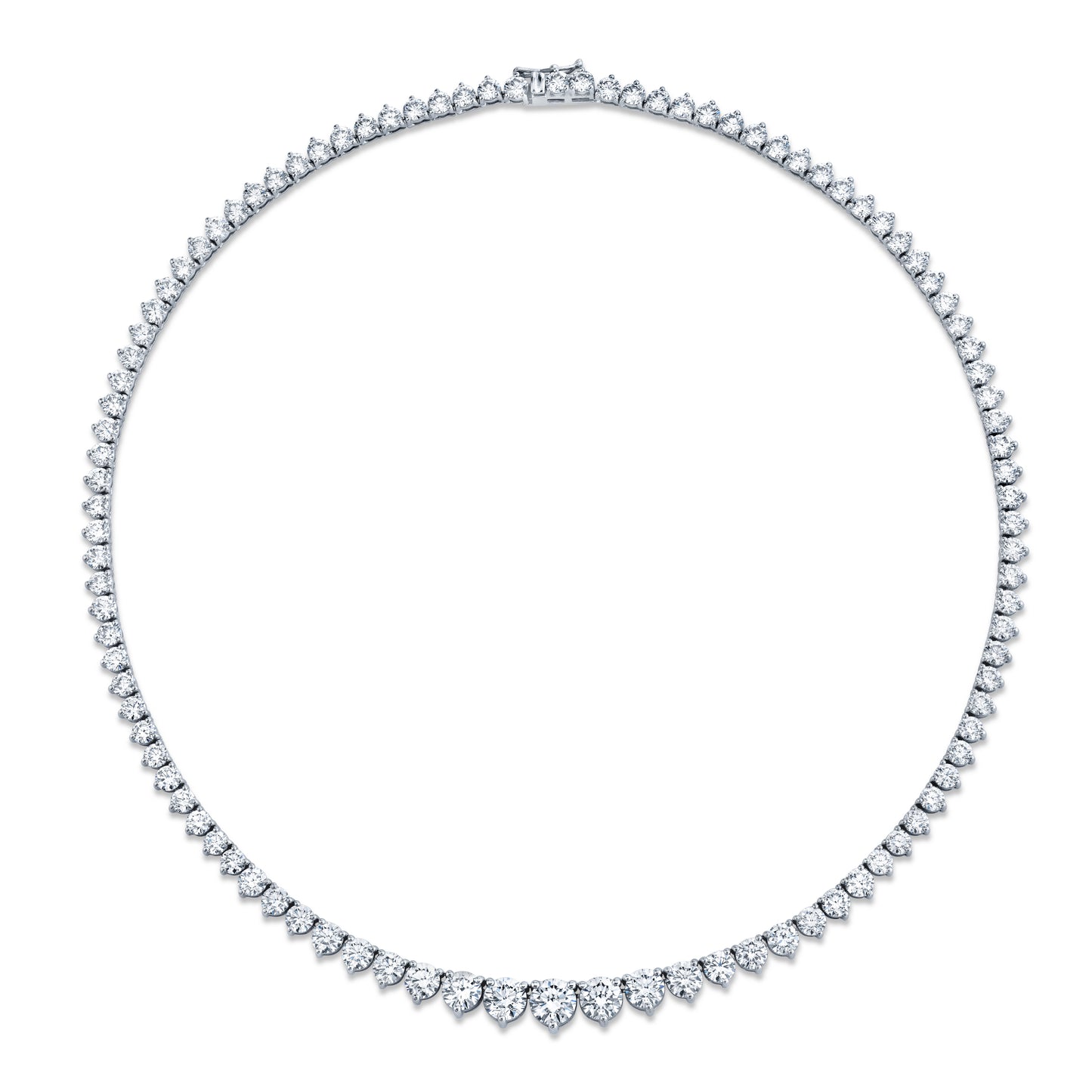 21 Carat Graduated Diamond Riviera 3-Prong Necklace