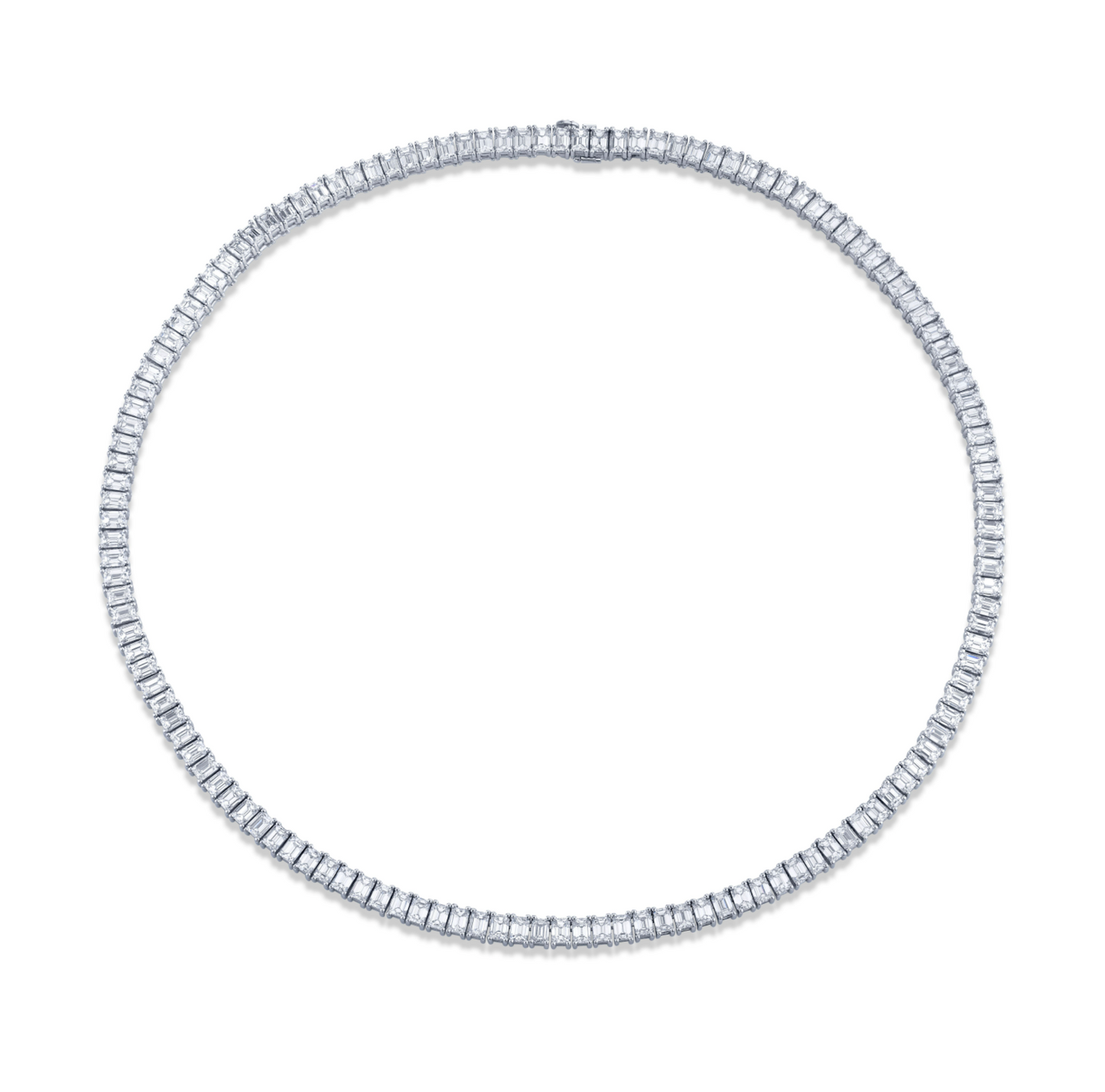 Emerald Cut Diamond Tennis Necklace