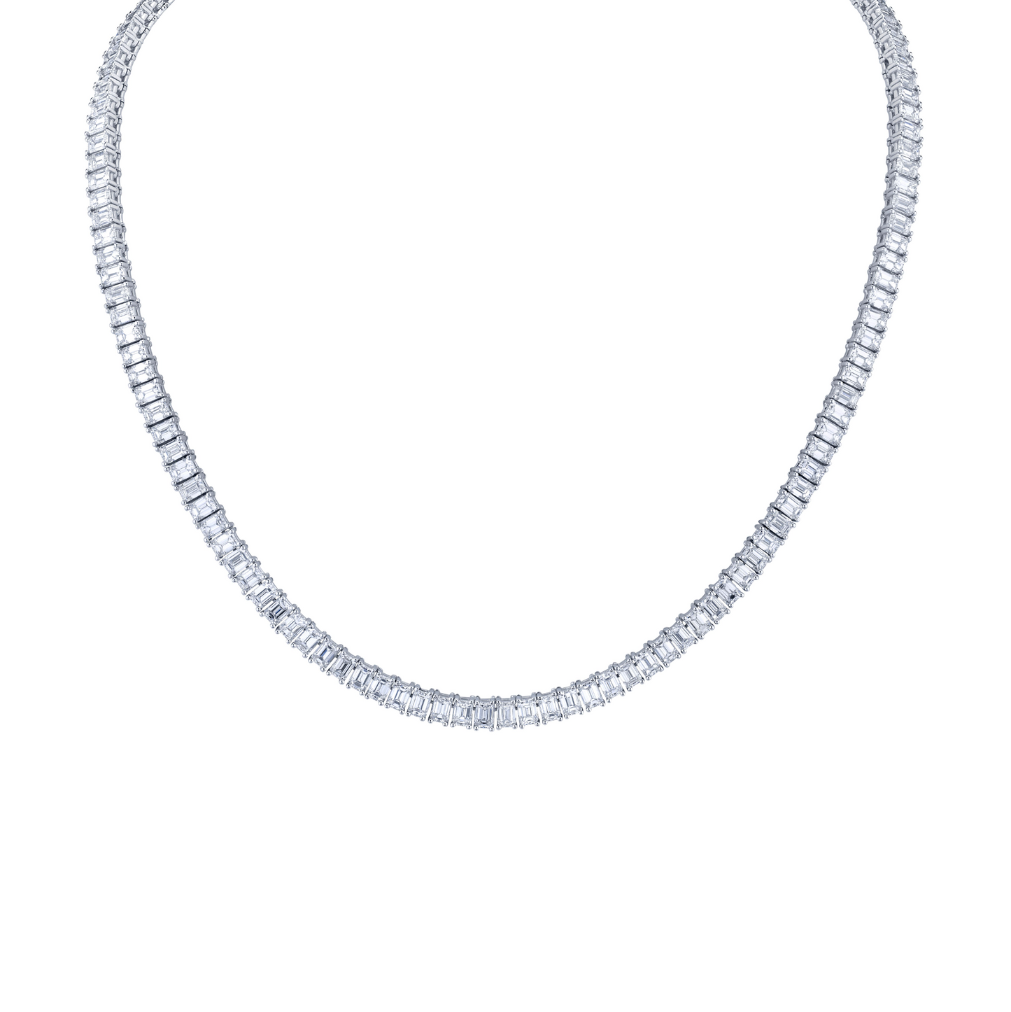 Emerald Cut Diamond Tennis Necklace