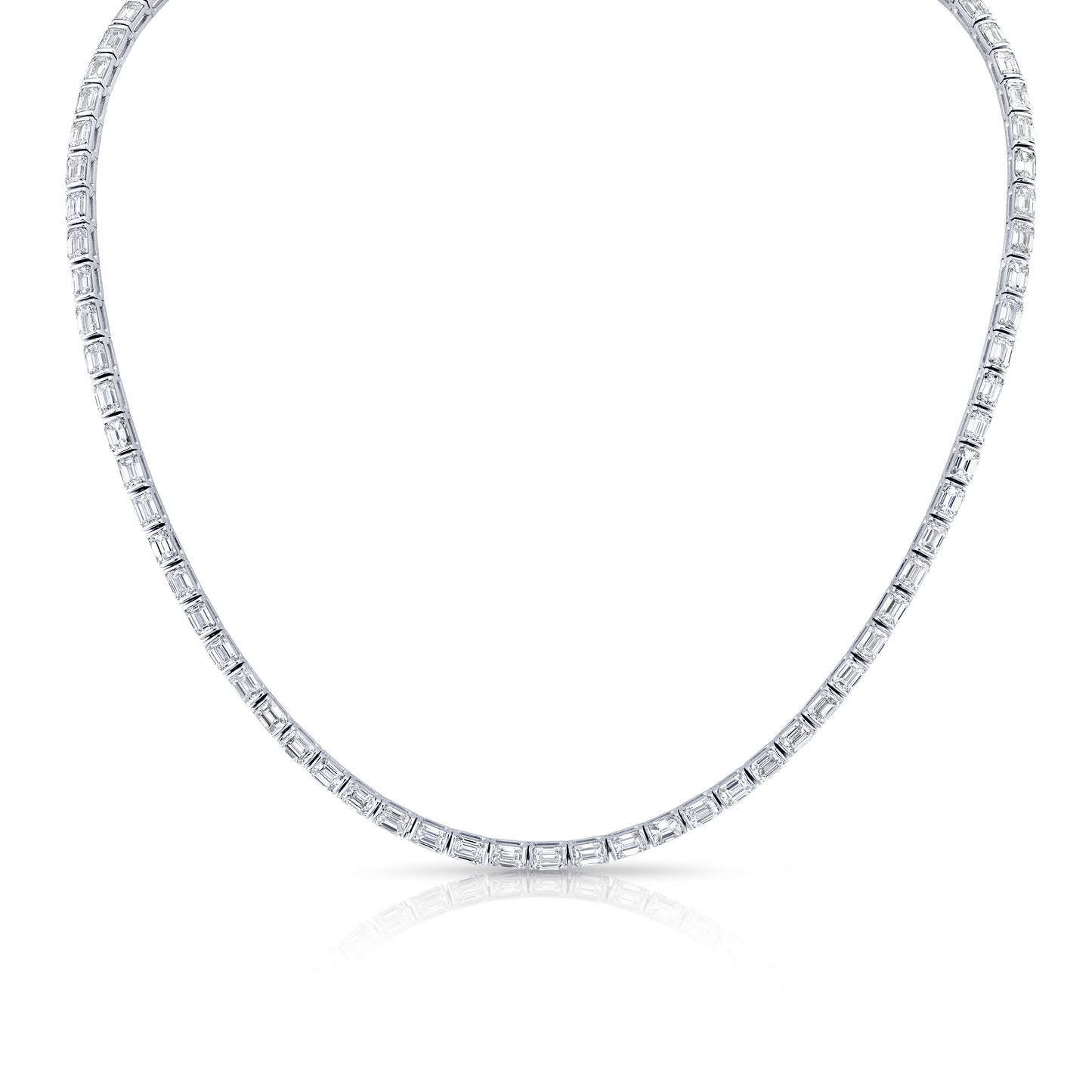 East West Emerald Cut Diamond Necklace