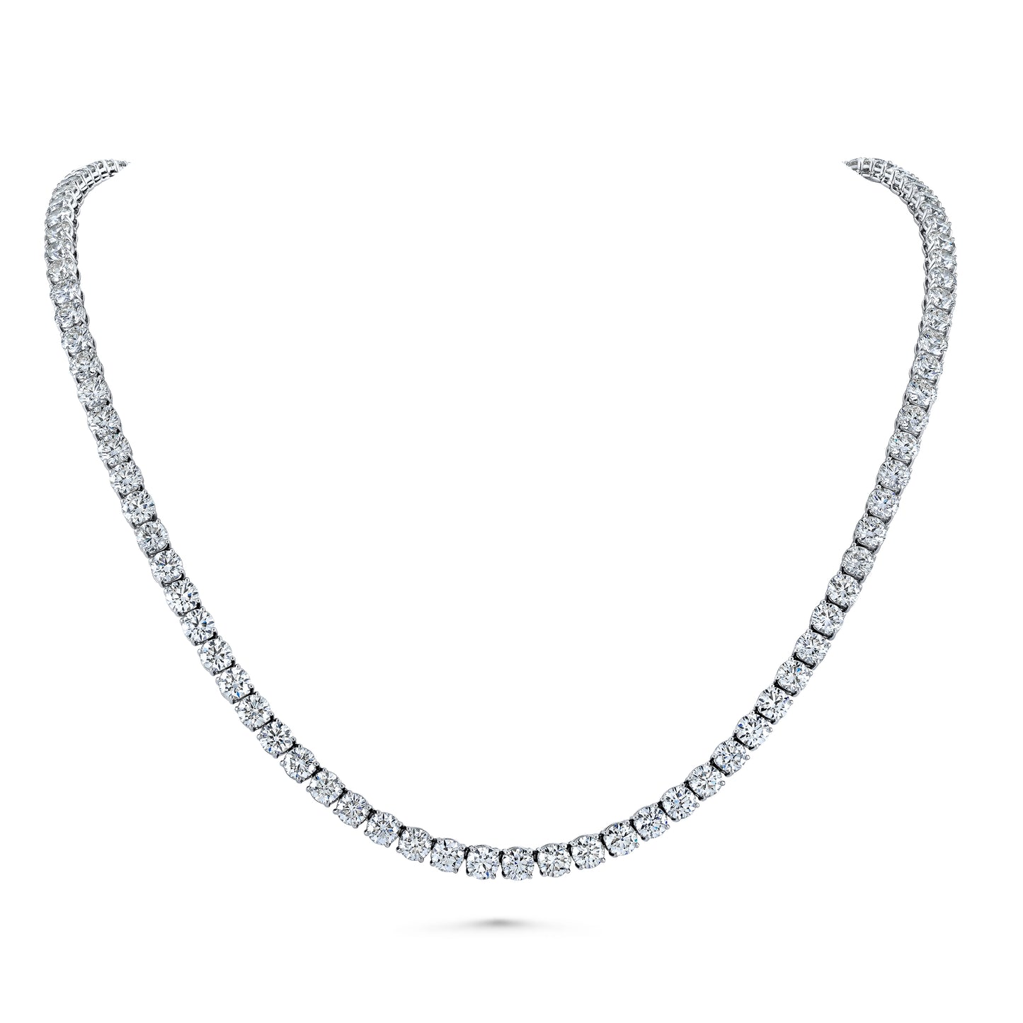 Straight Line Round Diamond Necklace Platinum