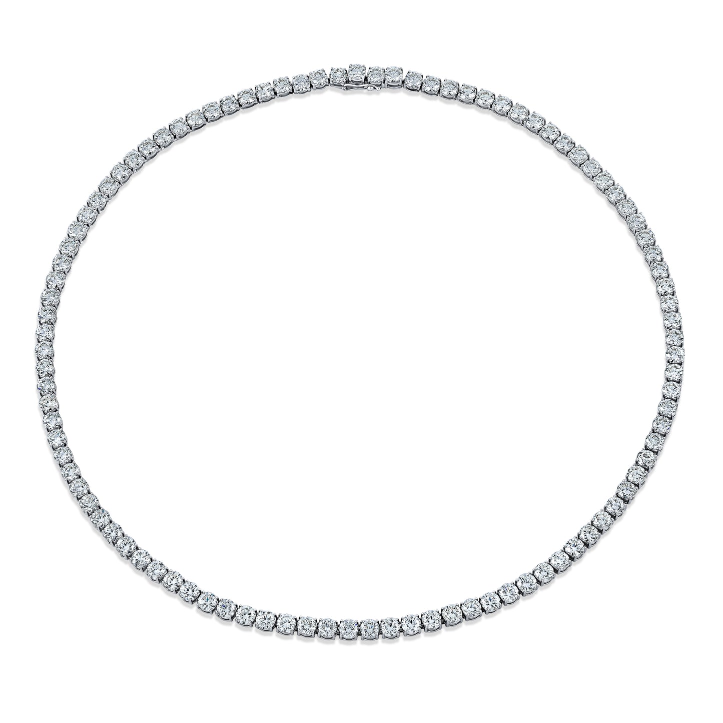 Straight Line Round Diamond Necklace Platinum