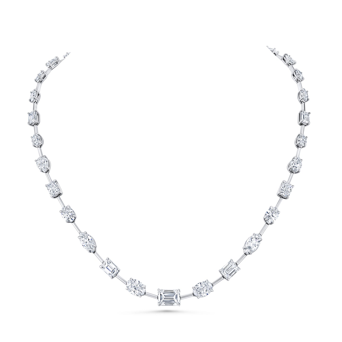 Fancy Mixed Shape Diamond Bar Necklace