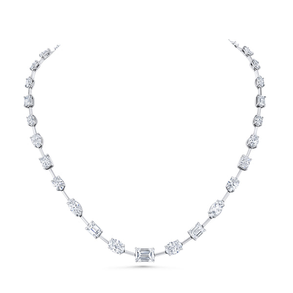 Fancy Mixed Shape Diamond Bar Necklace