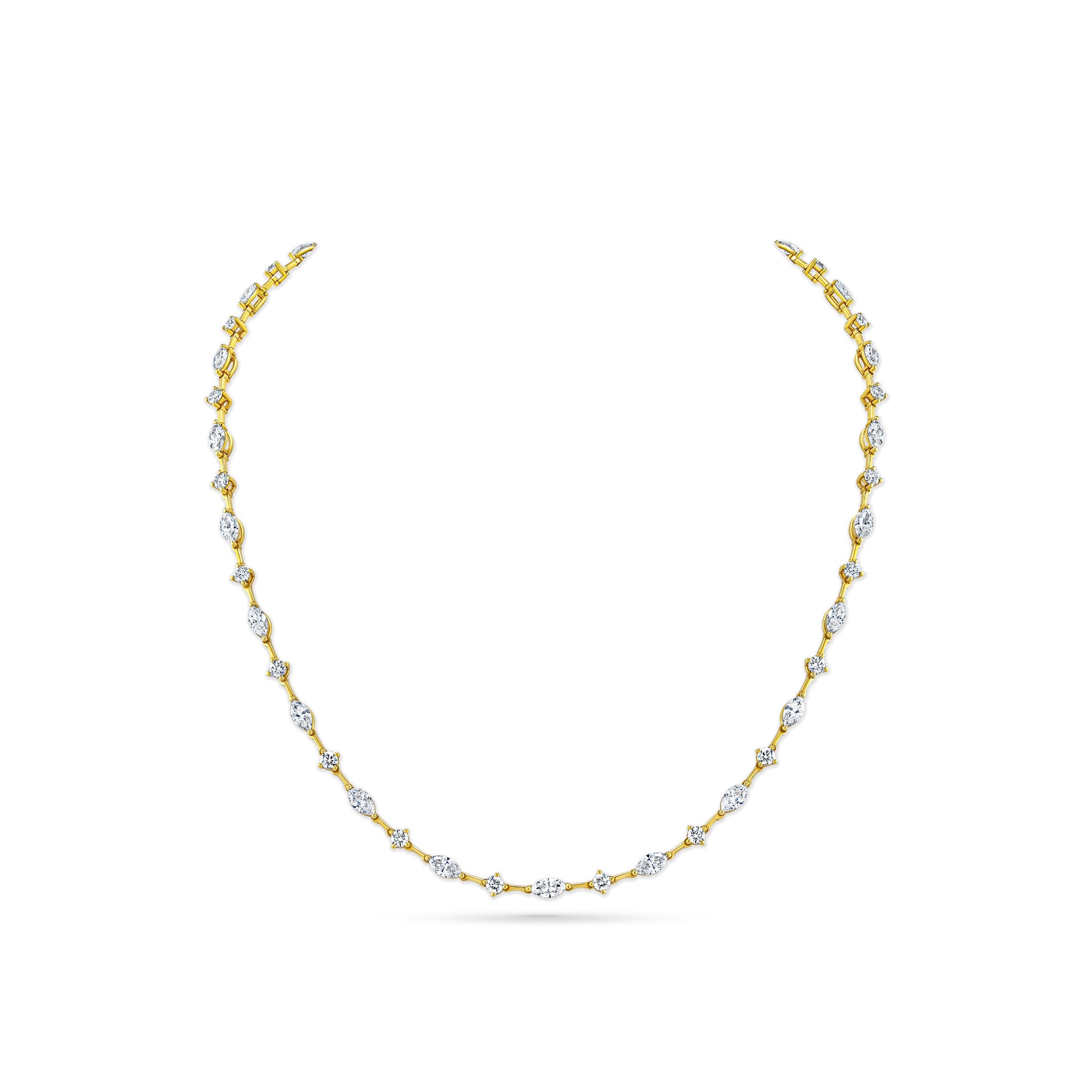 18k gold Norman Silverman necklace with mixed shape diamonds 
