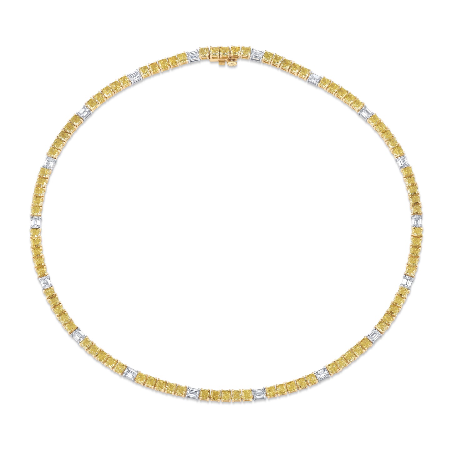 Cushion and Emerald Cut Diamond Tennis Necklace