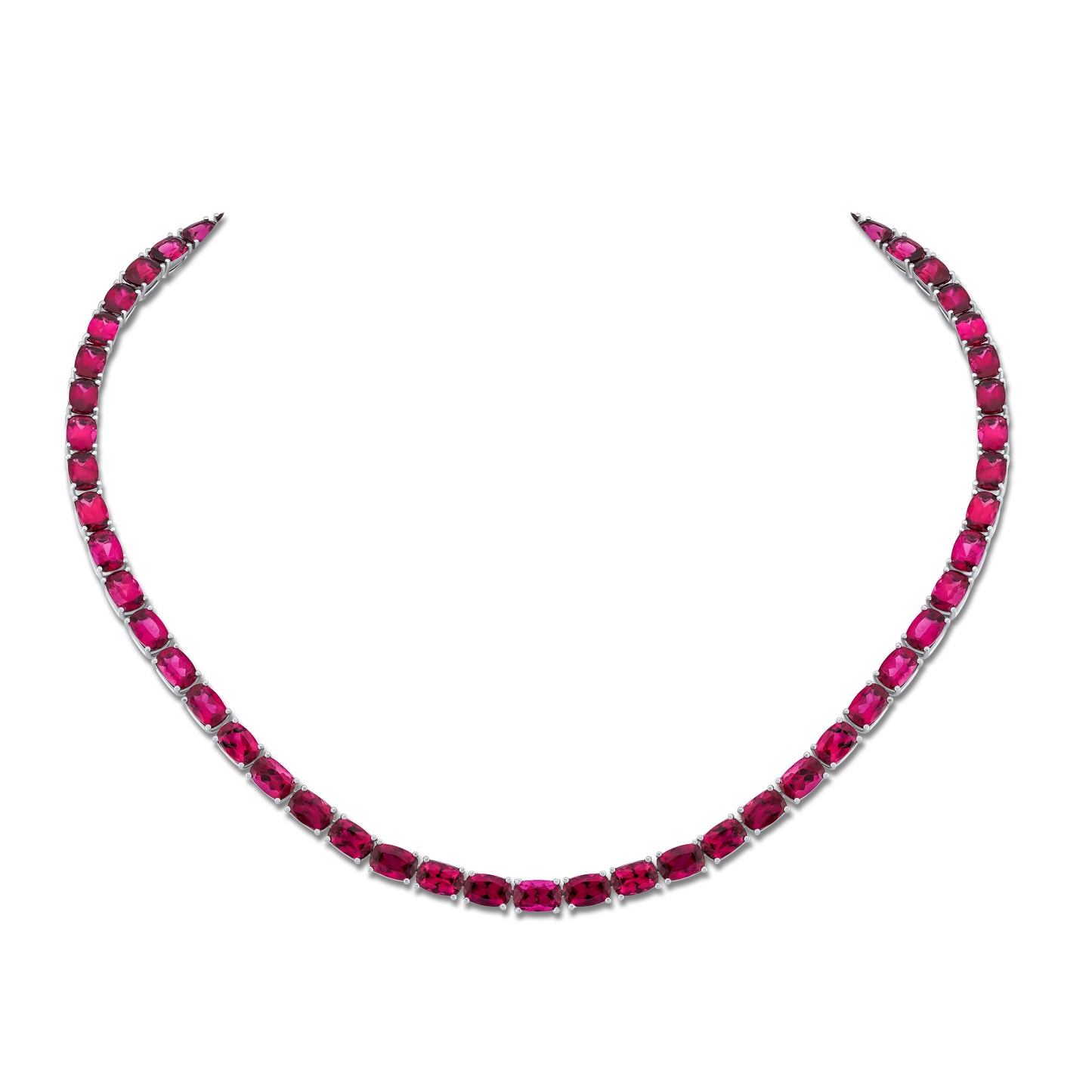 Oval Ruby Straight Line Necklace