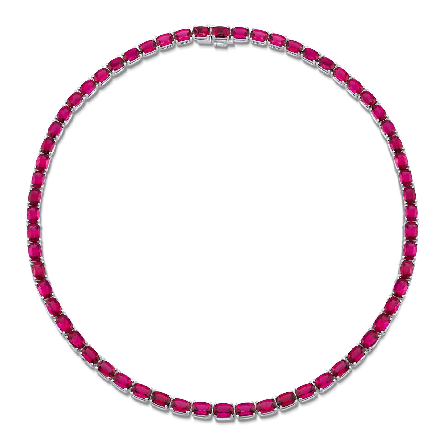 Oval Ruby Straight Line Necklace