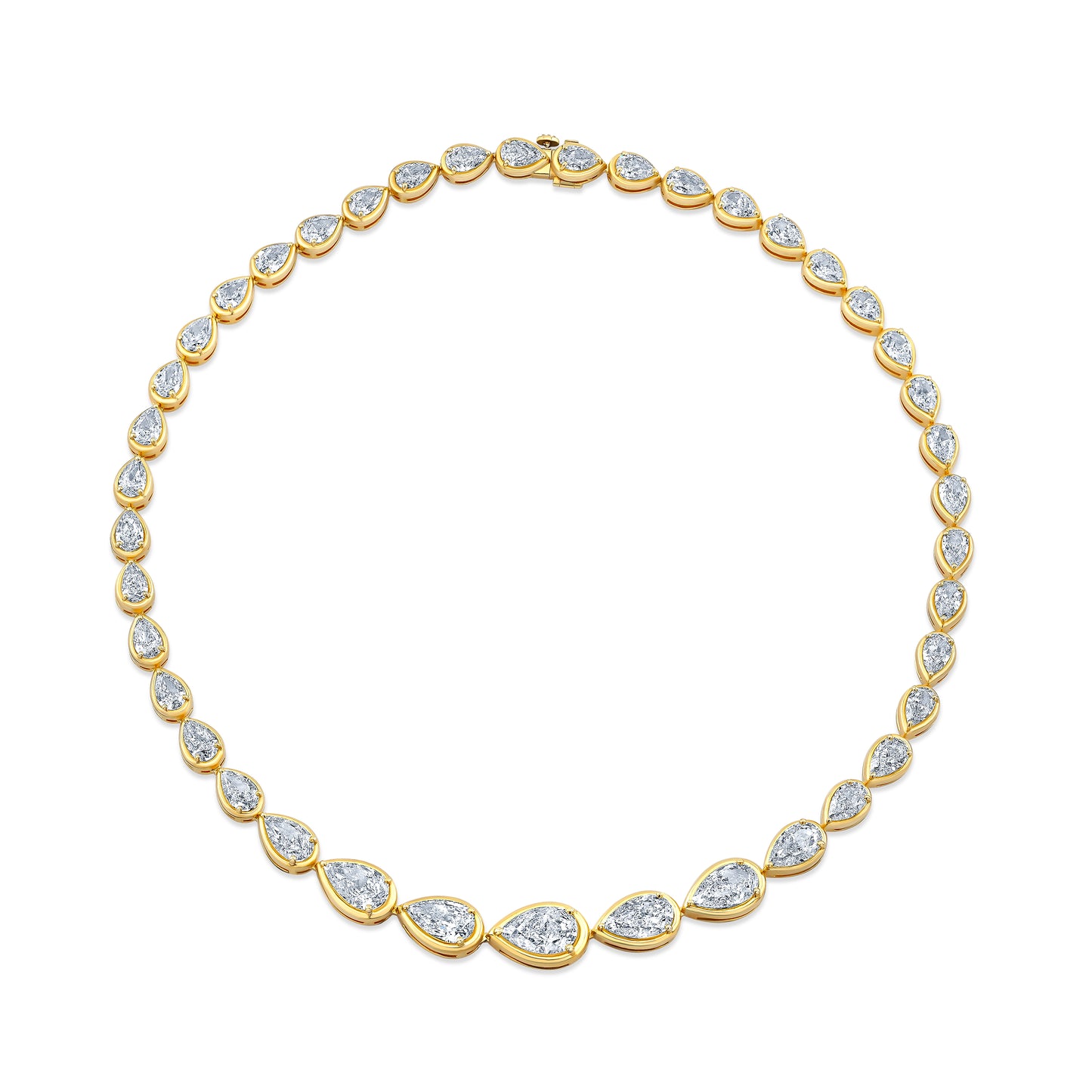 East West Graduated Pear Diamond Necklace