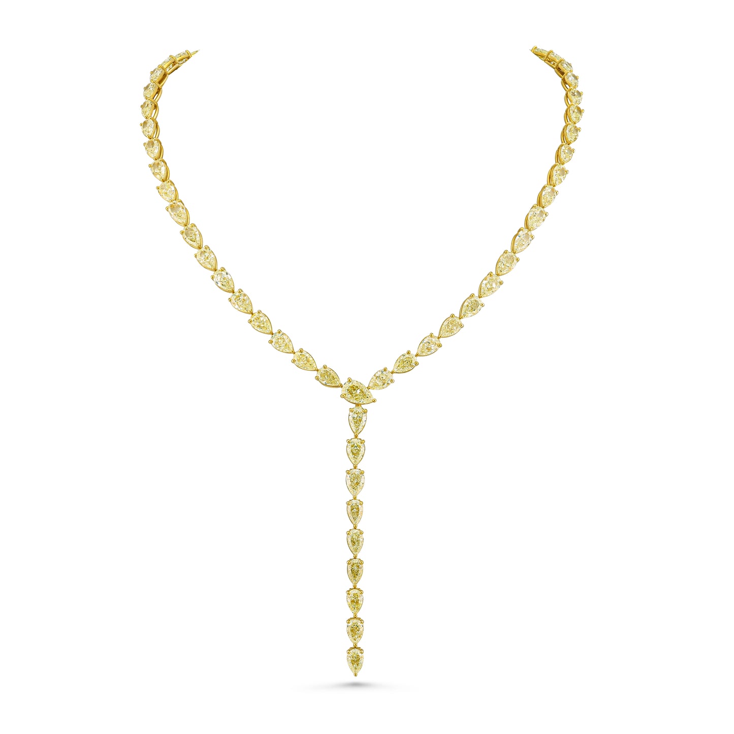 Fancy Yellow Pear Diamond Lariat Necklace