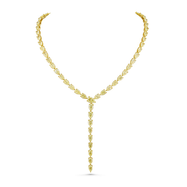 Fancy Yellow Pear Diamond Lariat Necklace