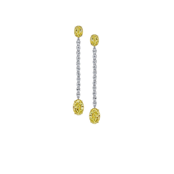 Oval Cut Fancy Yellow Diamond Drop Earrings