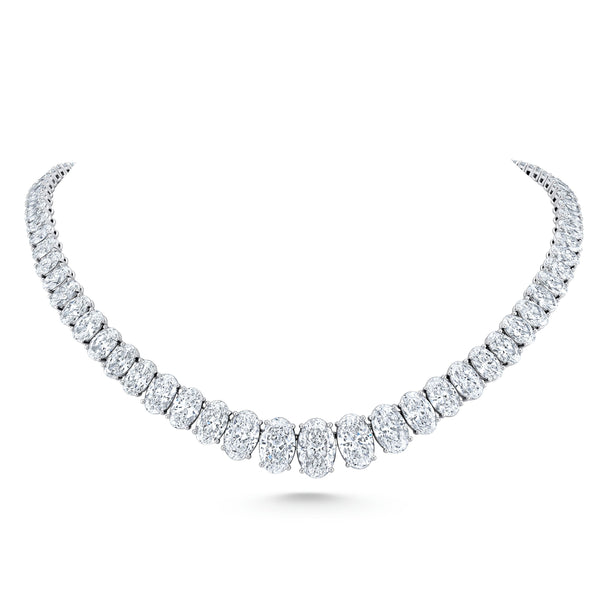Diamond necklace set in platinum with a diamond total weight of 63.44 carats.