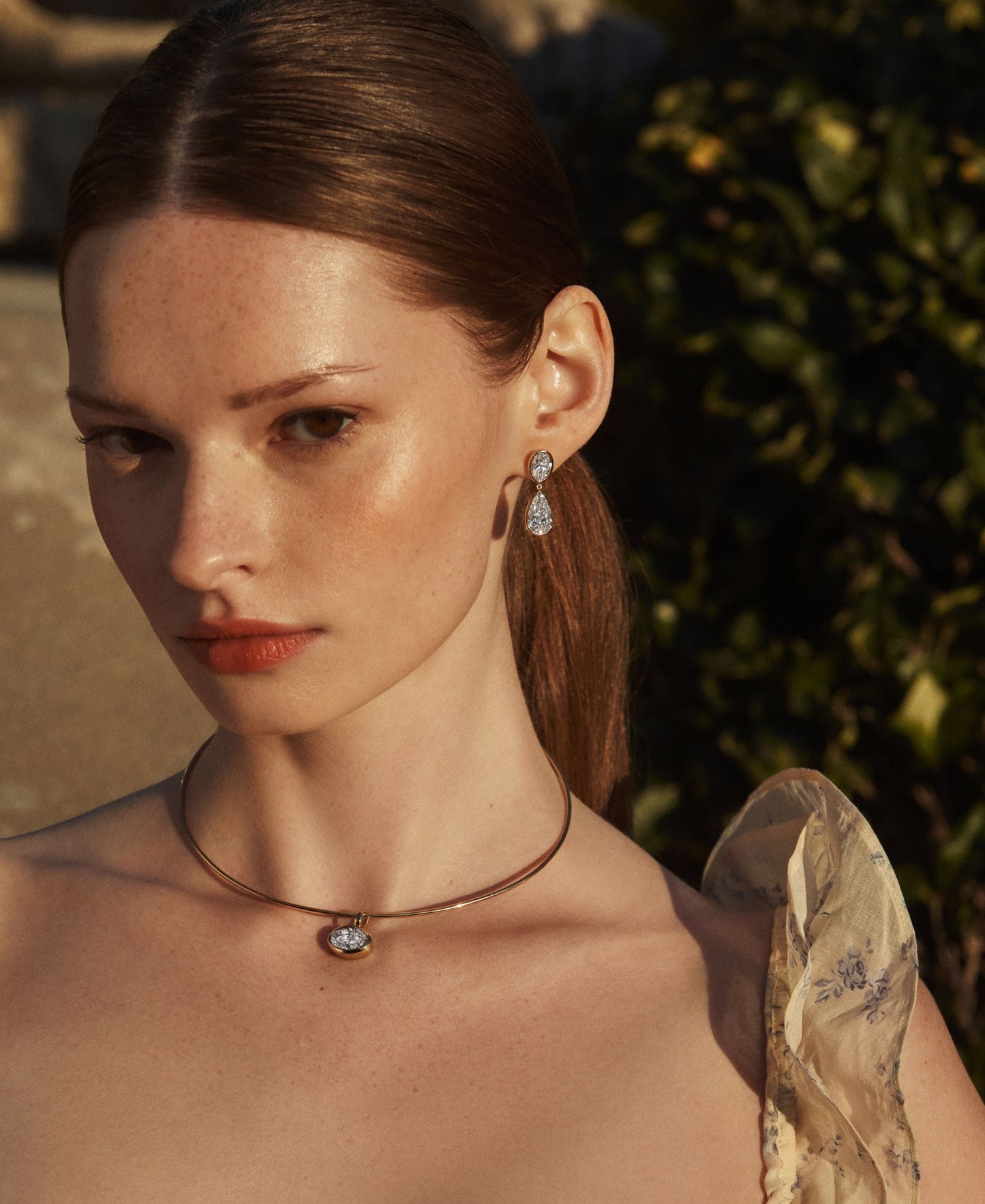 Oval and Pear Diamond Dangle Earrings
