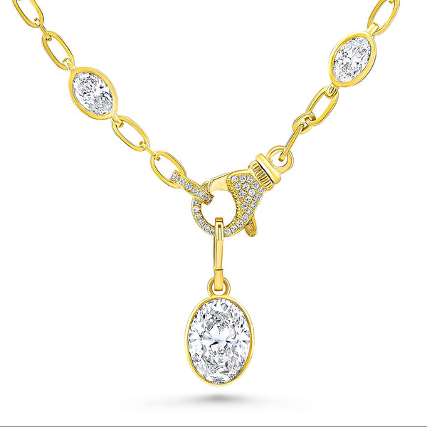 Oval diamond pendant only