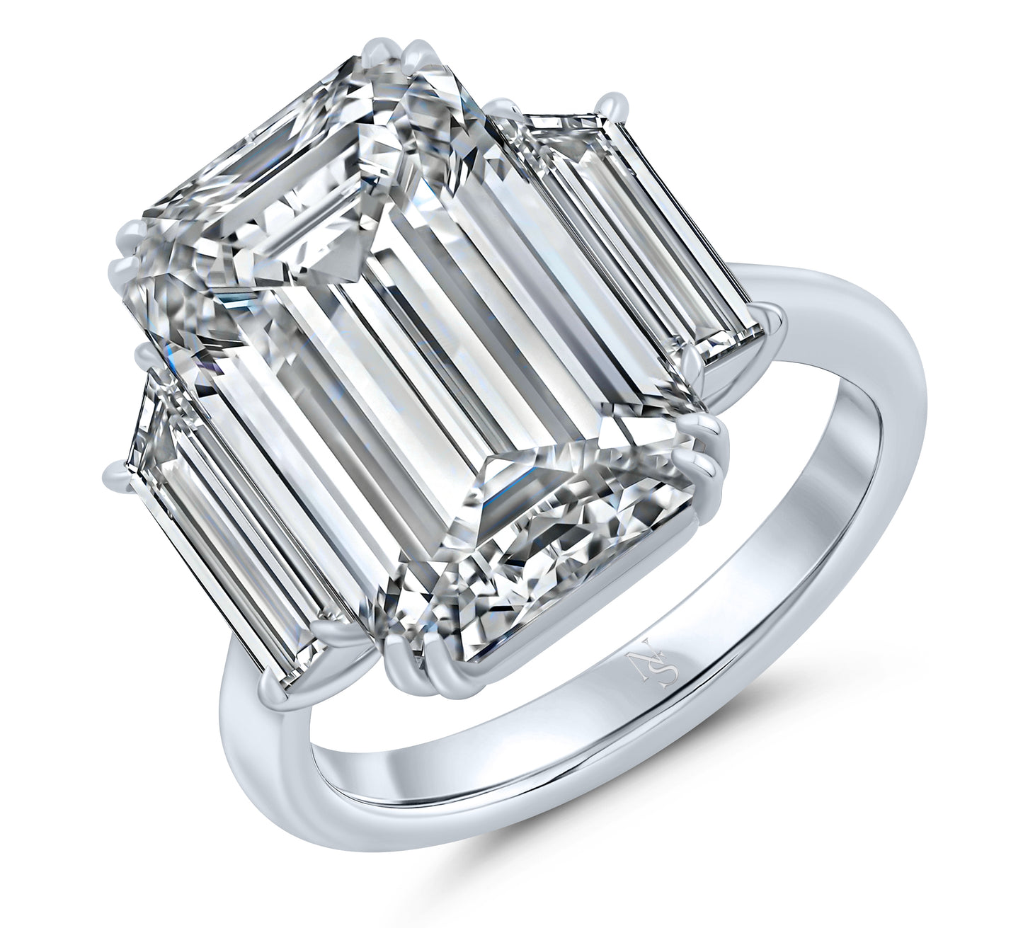 10.03 Carat Emerald Cut 3-stone Diamond Ring