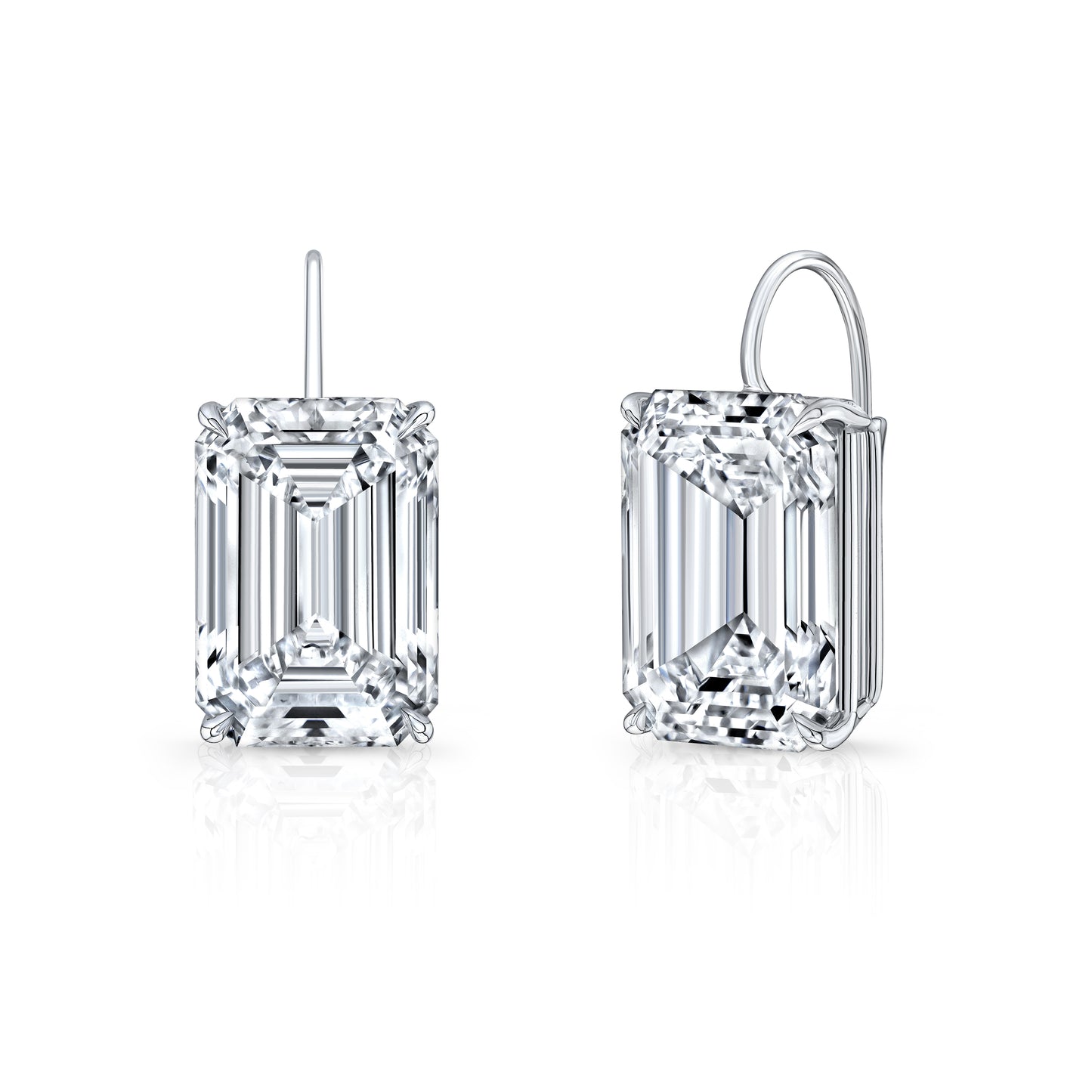 Drop Emerald Cut Diamond Earrings