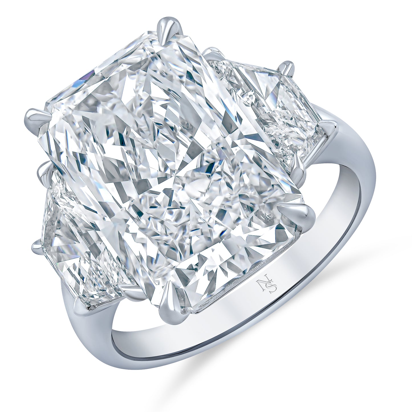 10.07 Carat Radiant 3-Stone Diamond Ring