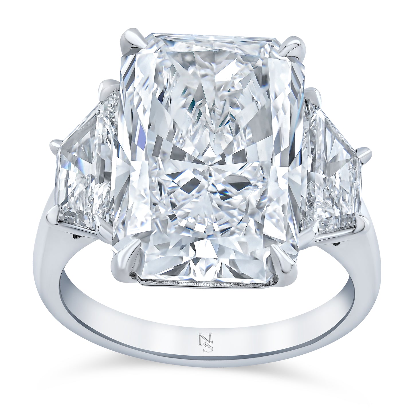 10.07 Carat Radiant 3-Stone Diamond Ring