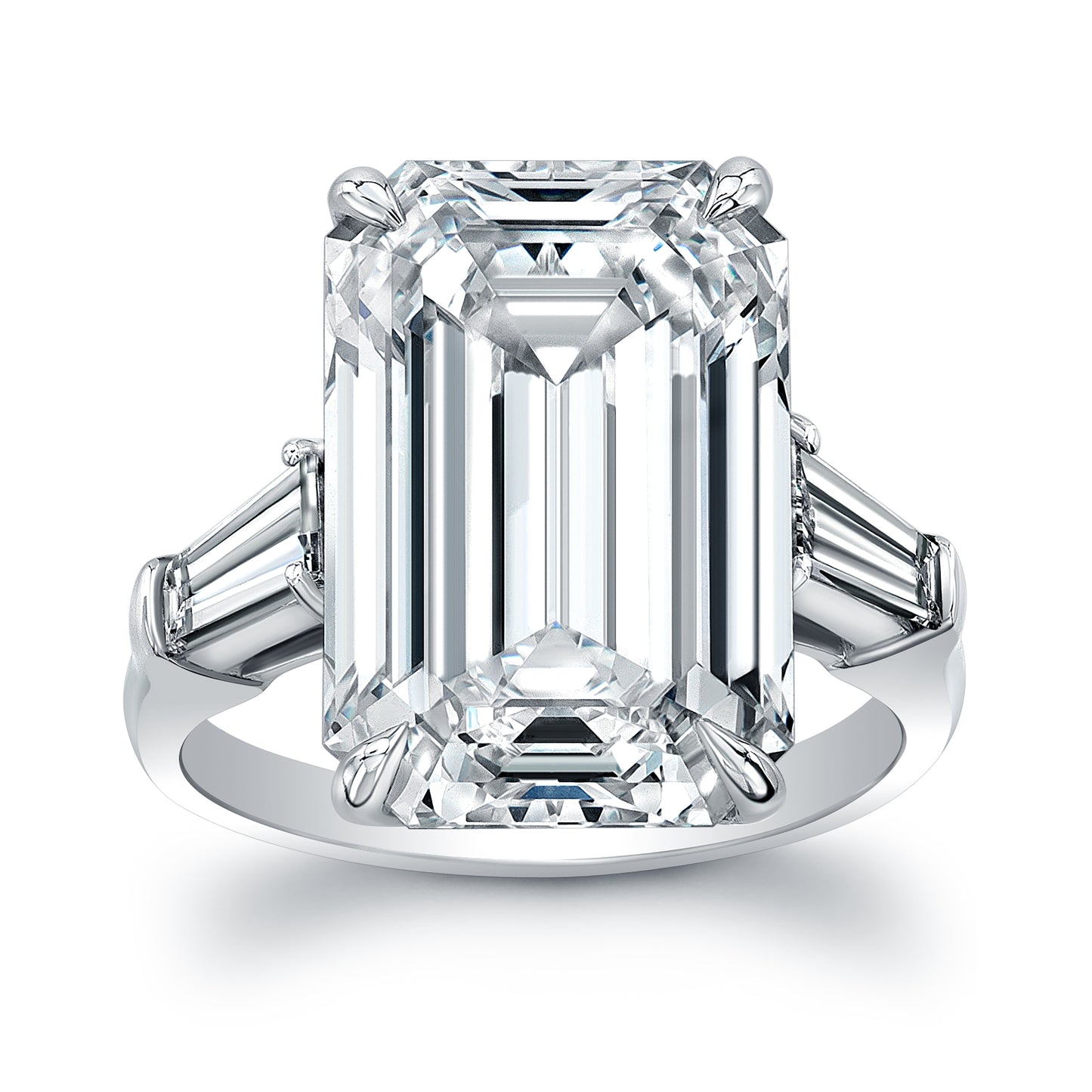12.05 Carat Emerald Cut Diamond Three Stone Ring