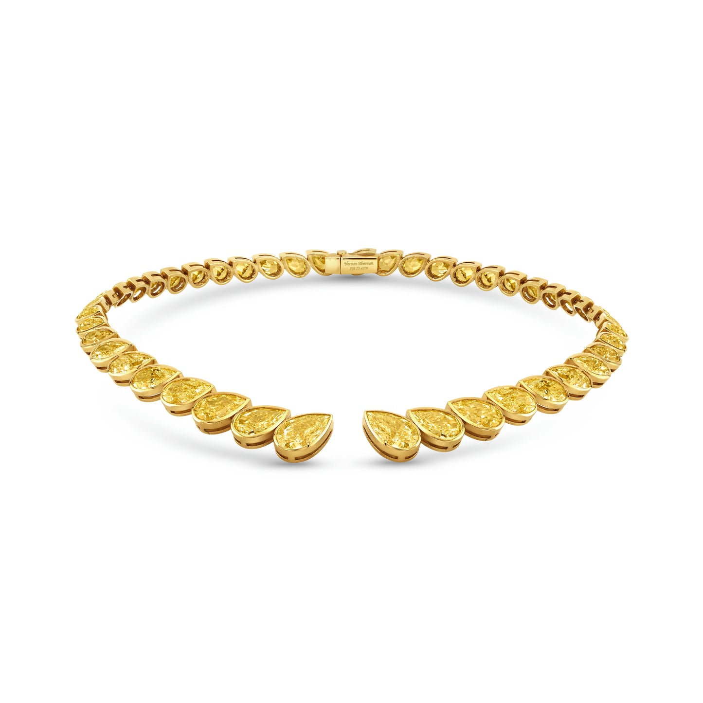 Yellow diamond bezel choker set in yellow gold