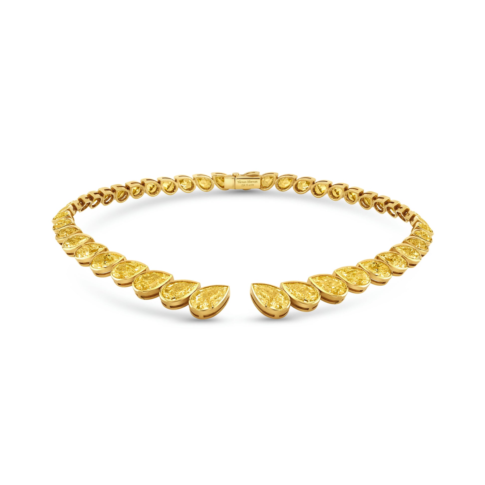 Yellow diamond bezel choker set in yellow gold