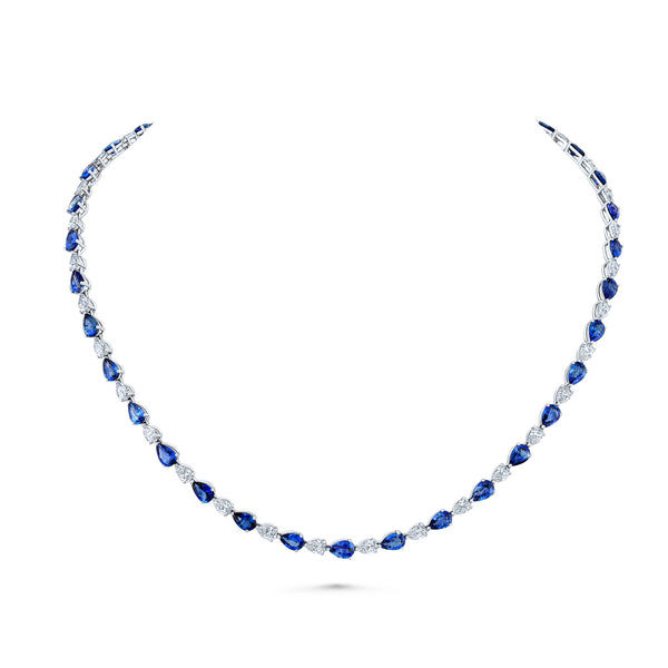 Pear Sapphire and Diamond Necklace