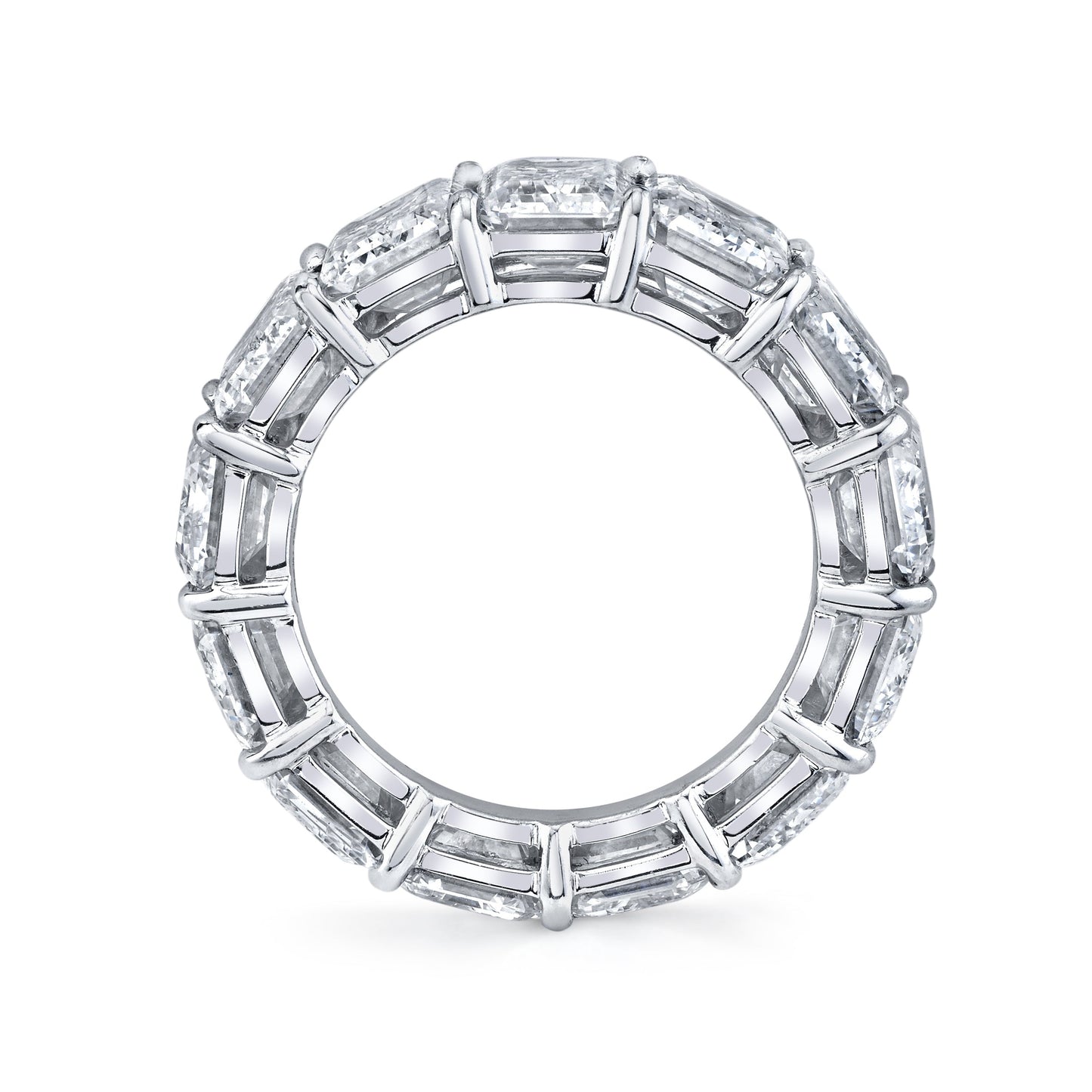 Emerald Cut Diamond Eternity Band set in platinum by Norman Silverman