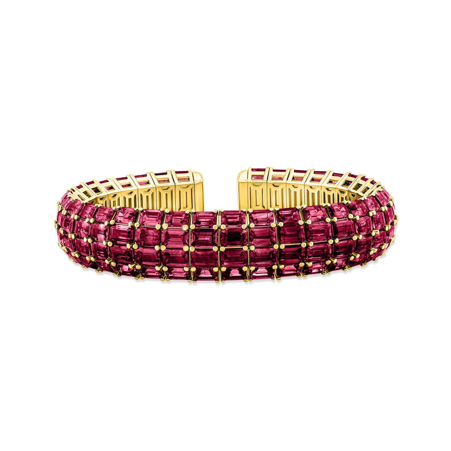 Four Row Ruby Cuff Bracelet