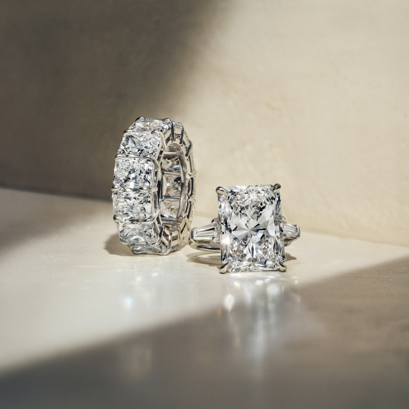 Radiant Diamond Three-Stone Ring