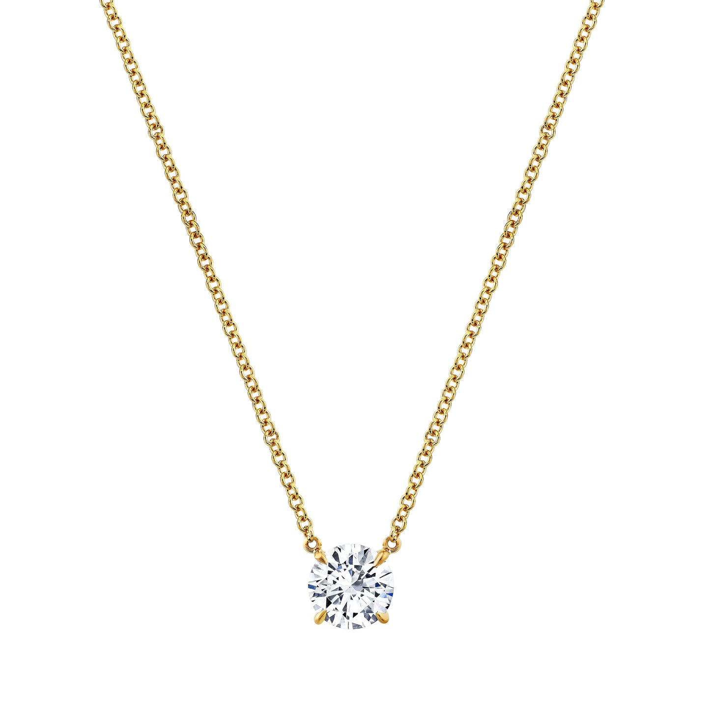 A 18k yellow gold pendant featuring a round brilliant diamond by Norman Silverman Fine Diamond Jewelry