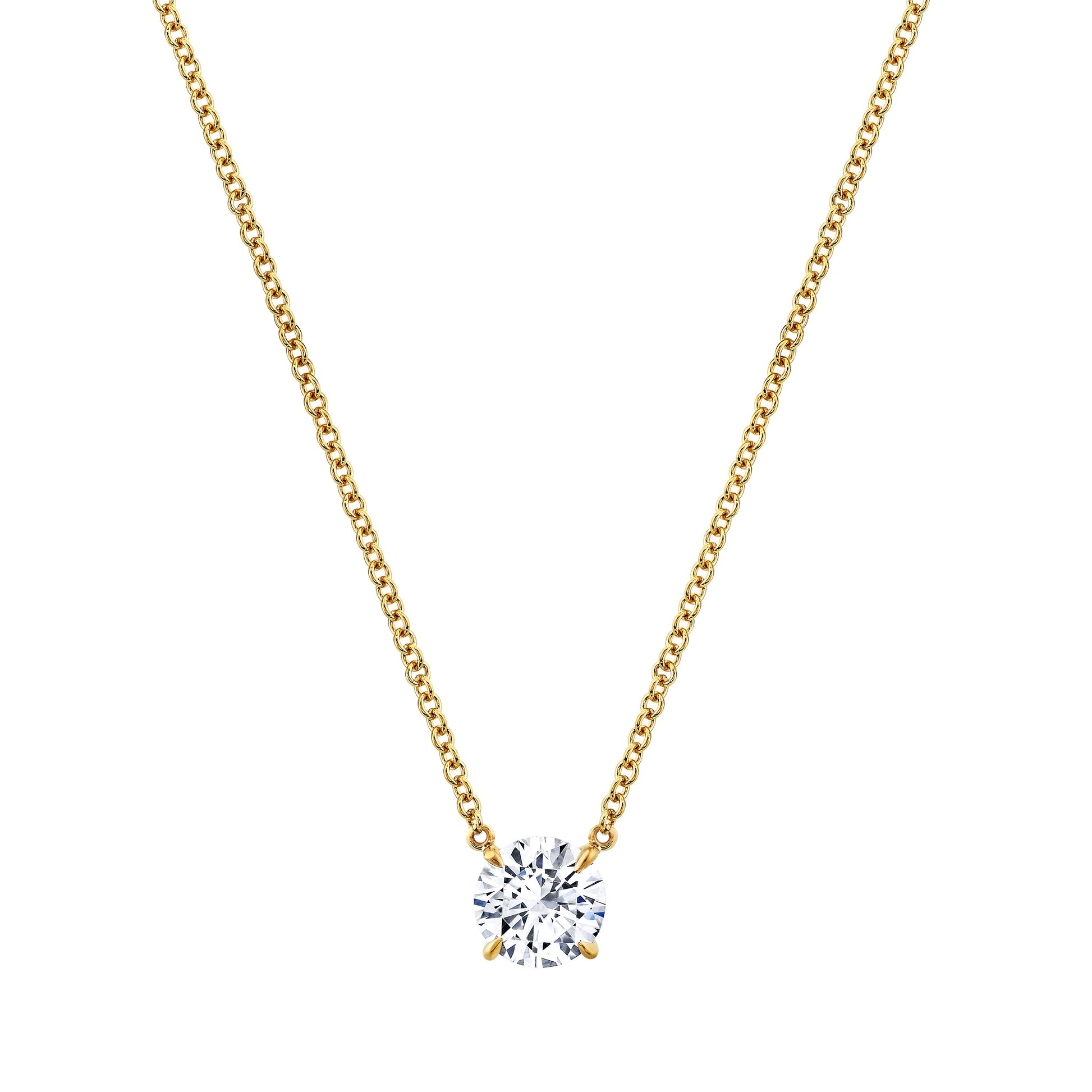 A 18k yellow gold pendant featuring a round brilliant diamond by Norman Silverman Fine Diamond Jewelry