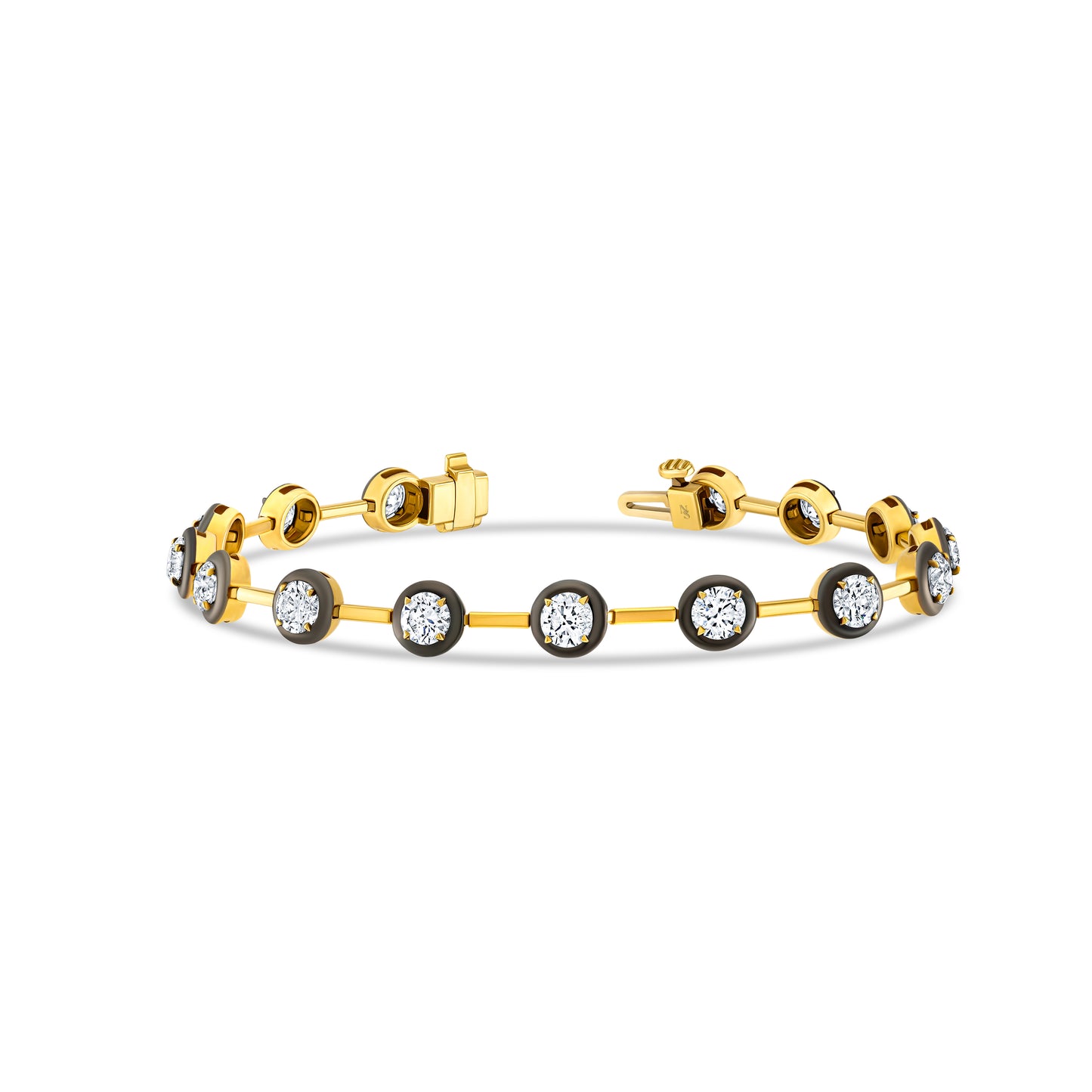 Round Diamond Bar Bracelet with Rhodium