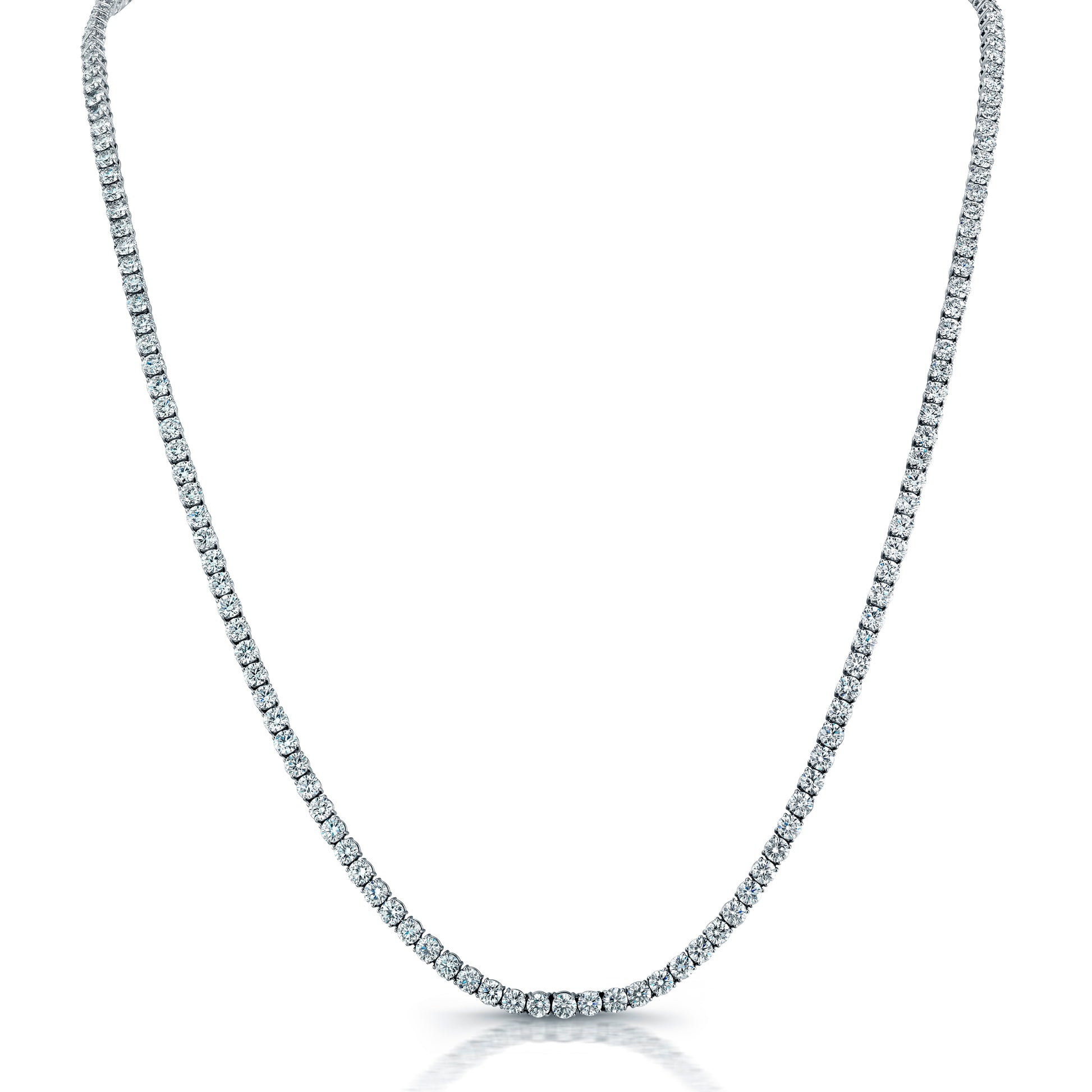 Classic opera diamond necklace set in white gold.