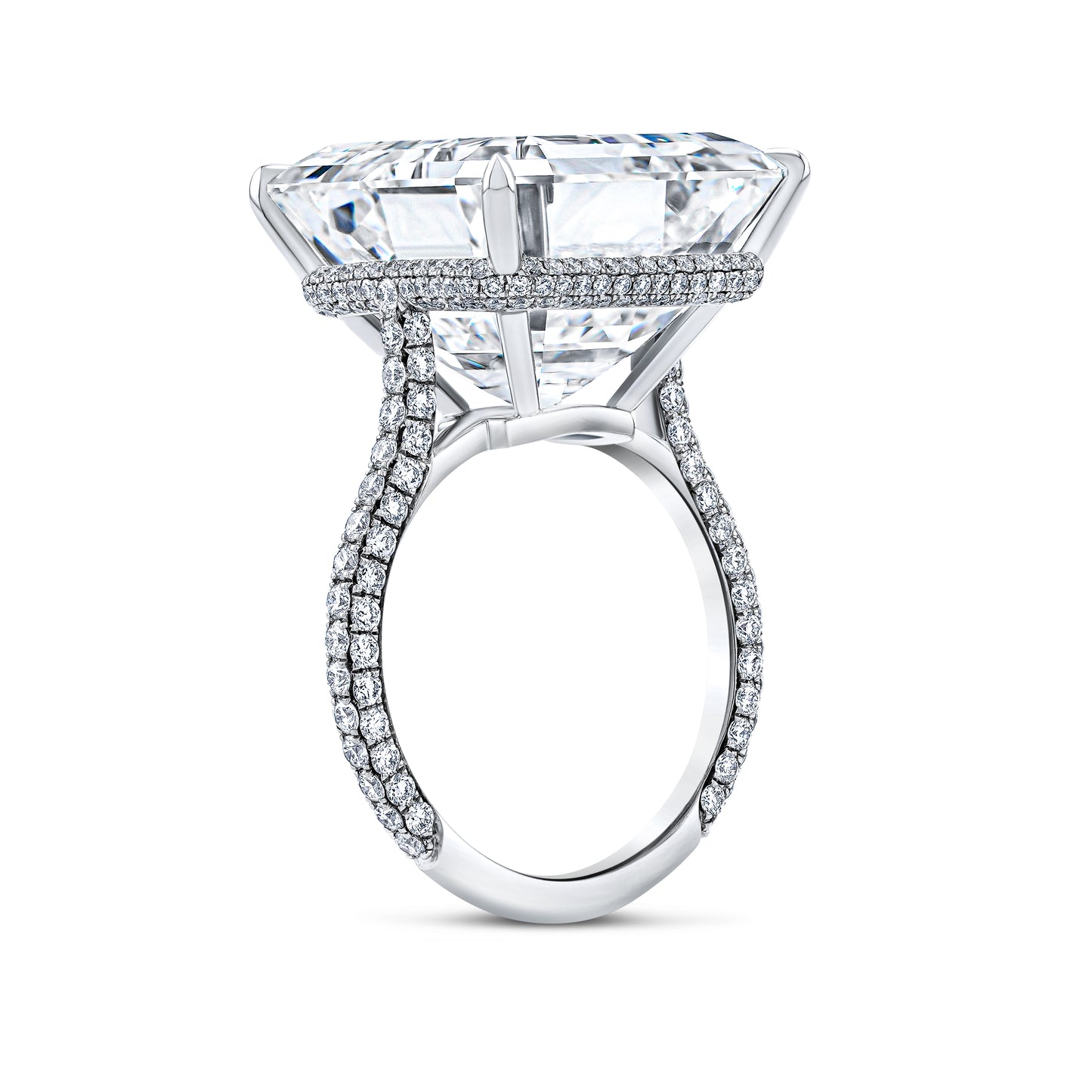 21.48 Carat Asscher Diamond Ring with Pave Band